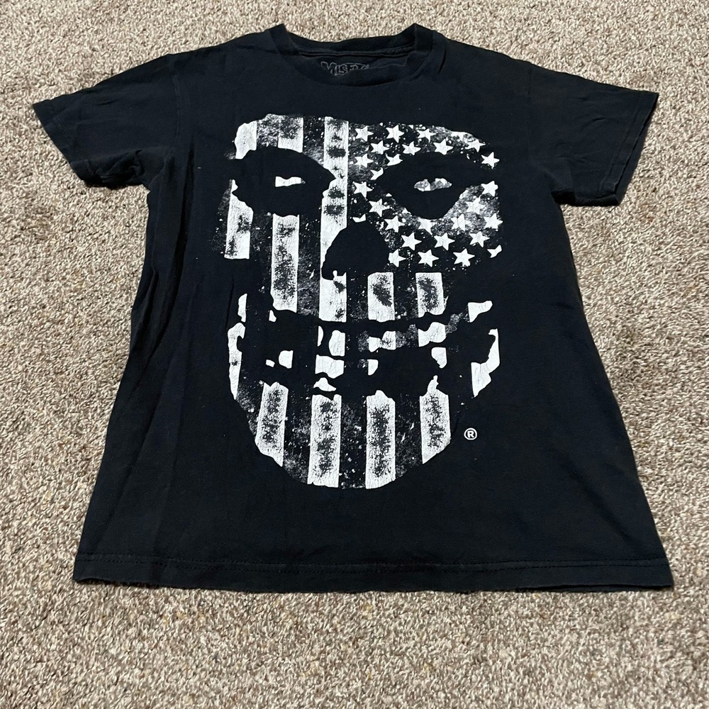 Misfits American Flag Skull Graphic T-Shirt Punk Rock Band Tee